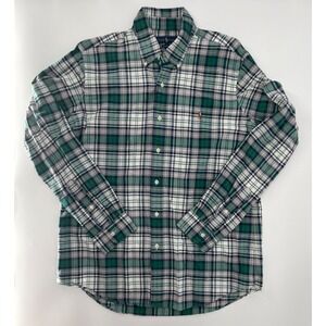 Polo Ralph Lauren Mens Sz M Classic Fit Plaid Twill Shirt Green/White Flesh Pony